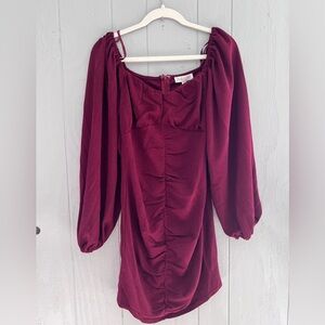 She + Sky NWT Burgundy Textured Dress Medium Long Sleeve